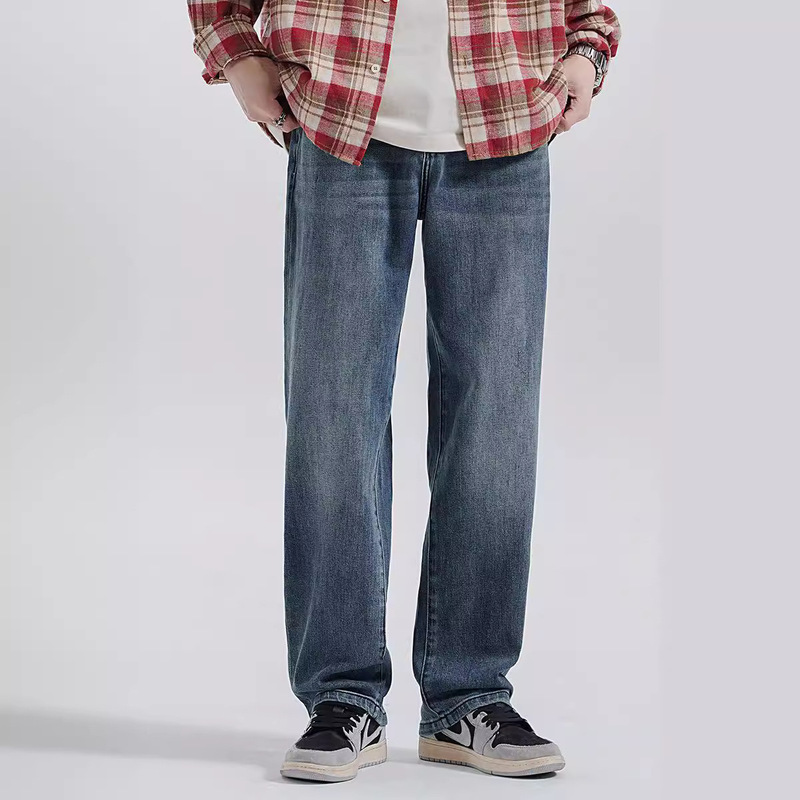 Spring and Summer new elastic straight jeans Turkish Blue simple all-match spring men's pants trendy comfortable Men's Spring and Summer new elastic straight jeans Turkish Blue simple all-match spring men's pants trendy comfortable Men's