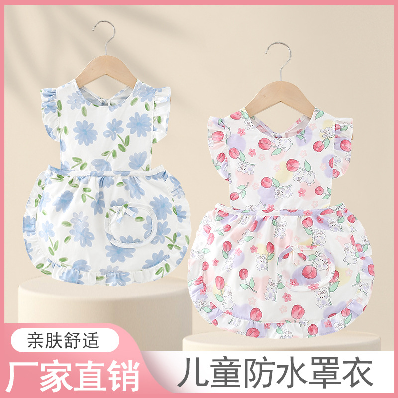 Princess Skirt Baby's Overalls Girls' Summer dress Fashion Western Style Outer Wear Waterproof Bib Baby's Cotton Apron