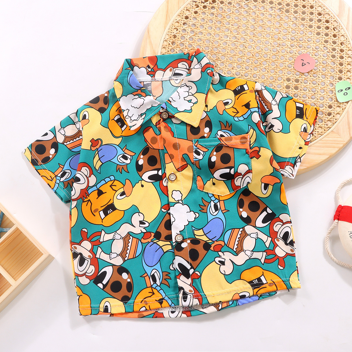 Short -sleeved shirt [Floral ducklings]