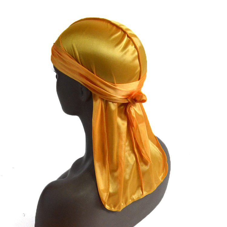 Amazon vende pañuelos elásticos en caliente, sombreros de baotou, sombreros piratas de seda, sombreros de cola larga hip hop silky durag