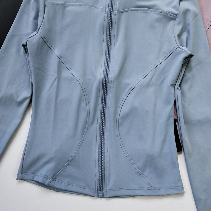 Chaqueta de yoga delgada con cuello alto con cremallera, protección solar delgada, ciclismo al aire libre, ropa deportiva, ropa de gimnasia, top de carrera de secado rápido