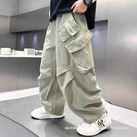 男童裤子春秋款批发中大童春季阔腿工装裤儿童直筒裤春季工装裤
