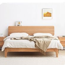 k%北欧实木床现代简约1/1.2/1.35/1.5米1.8单双人拼接床实木床架