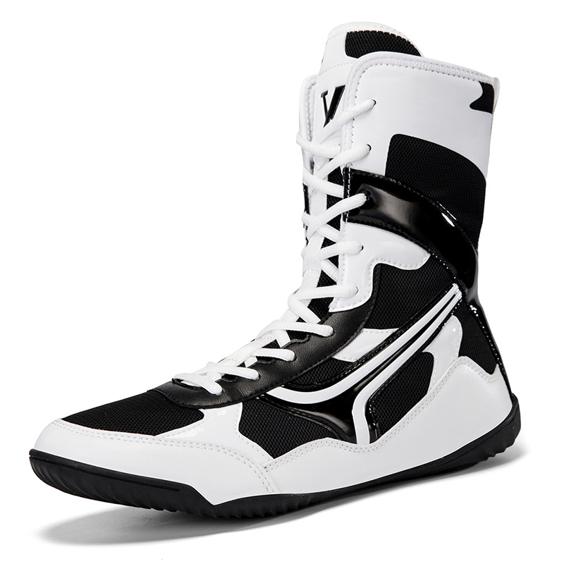 Foreign Trade Dropshipping New Men's High-Top Sanda Fighting Training Professional Non-Slip Wrestling Shoes Wear-Resistant Boxing Shoes