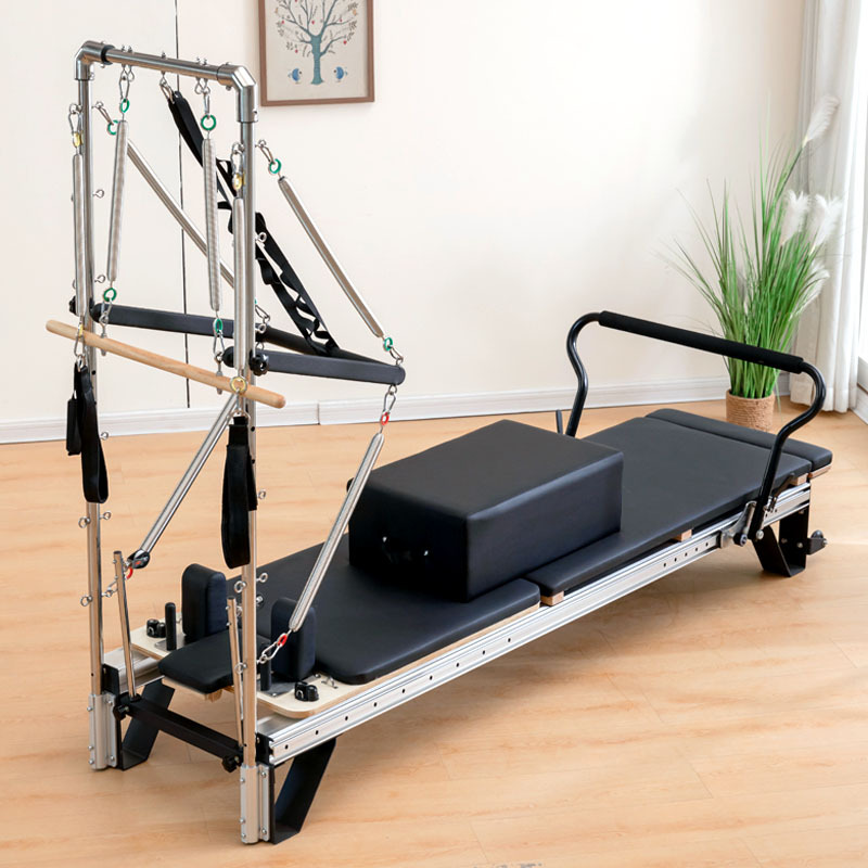 Pilates de aleación de aluminio de órbita completa cama central pequeña cama blanca y negra sala de yoga comercial reformador de pilates