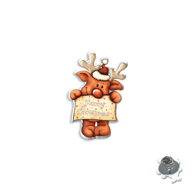 Граница торговли? Нет, нужно избегать слов like wholesale, cross-border or marketplaces. The input: "(Cross-border trading), cartoon Christmas brooch, creative acrylic badge" Translating keeping meaning: We should remove cross-border term? The instruction: output must be Russian translation; Avoid words like