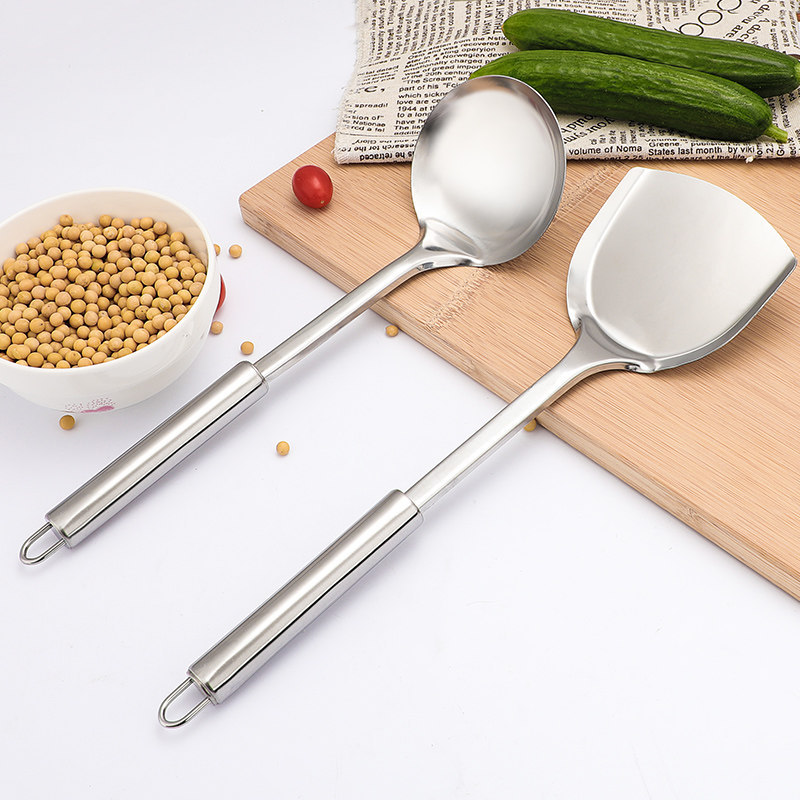 Regalos al por mayor de acero inoxidable cocina de cocina set completo de pala de platos fritos caseros antiadherente cocina engrosada en uno