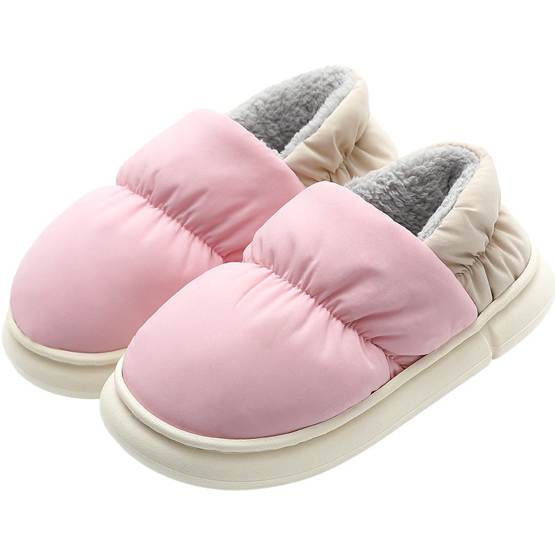 Zapatillas acolchadas de algodón para mujer con sensación de caída Invierno, forrado de lana interior cálido interior impermeable al por mayor confinamiento zapatos acolchados de algodón