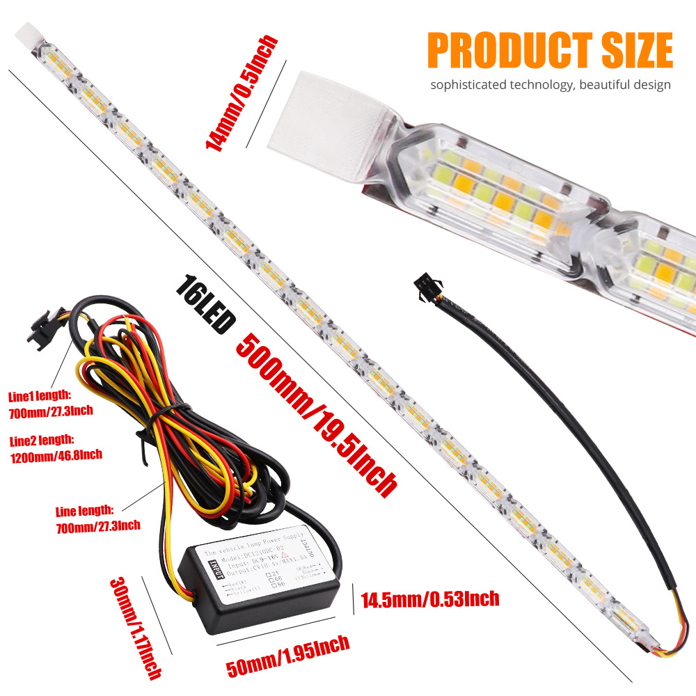Car Led Crystal Tear Eye Light, Marquee Light Guide Strip, Two-Color Daytime Running Light, Telescopic Streamer Light Wholesale