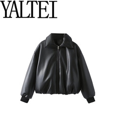 YALTEI 秋の新作 レディース 欧米風 フレンチデザイン おしゃれ ネット人気 プロテインレザー 厚手 レザー綿服