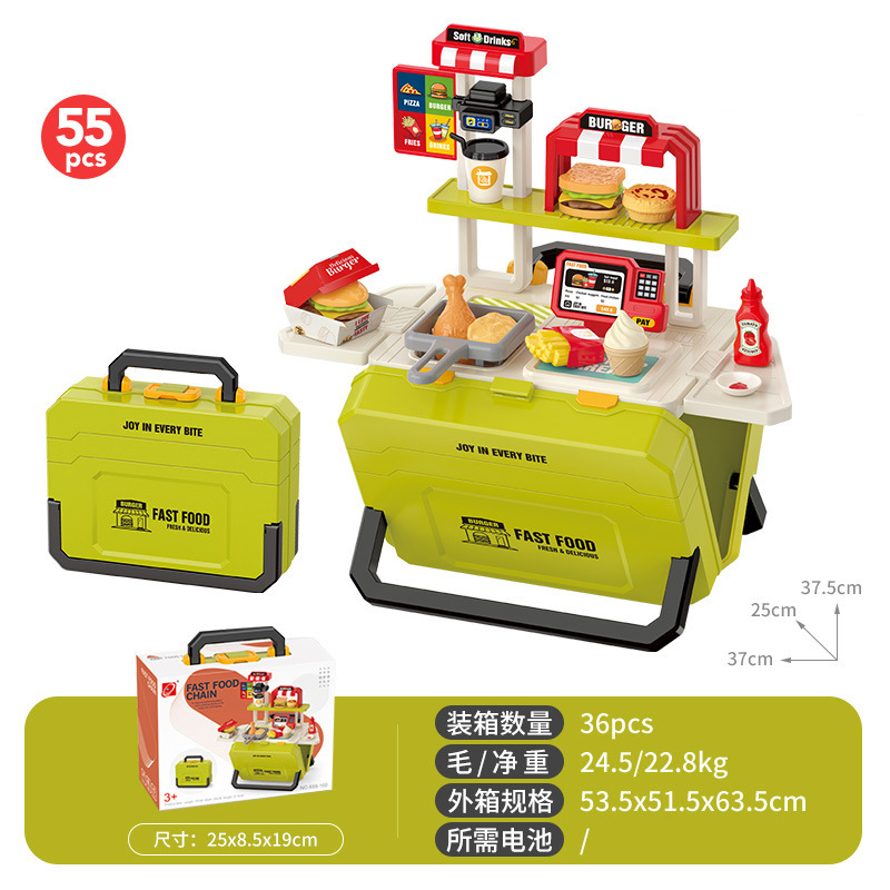 Niños transfronterizos en casa mesa de barbacoa juguetes BBQ set cocina barbacoa kebab simulación carritos de alimentos