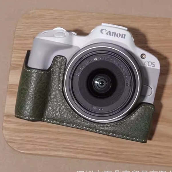 For Canon R50 R100 Leather Case Base R50 Protective Case R100 Portable Photography Bag Retro Half Set