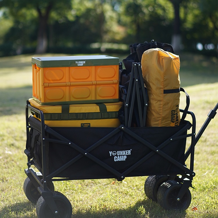 Yingke Outdoor Foldable Camp Picnic Trailer Camping Hand Pull Rod Small Push Cart_voghion.com