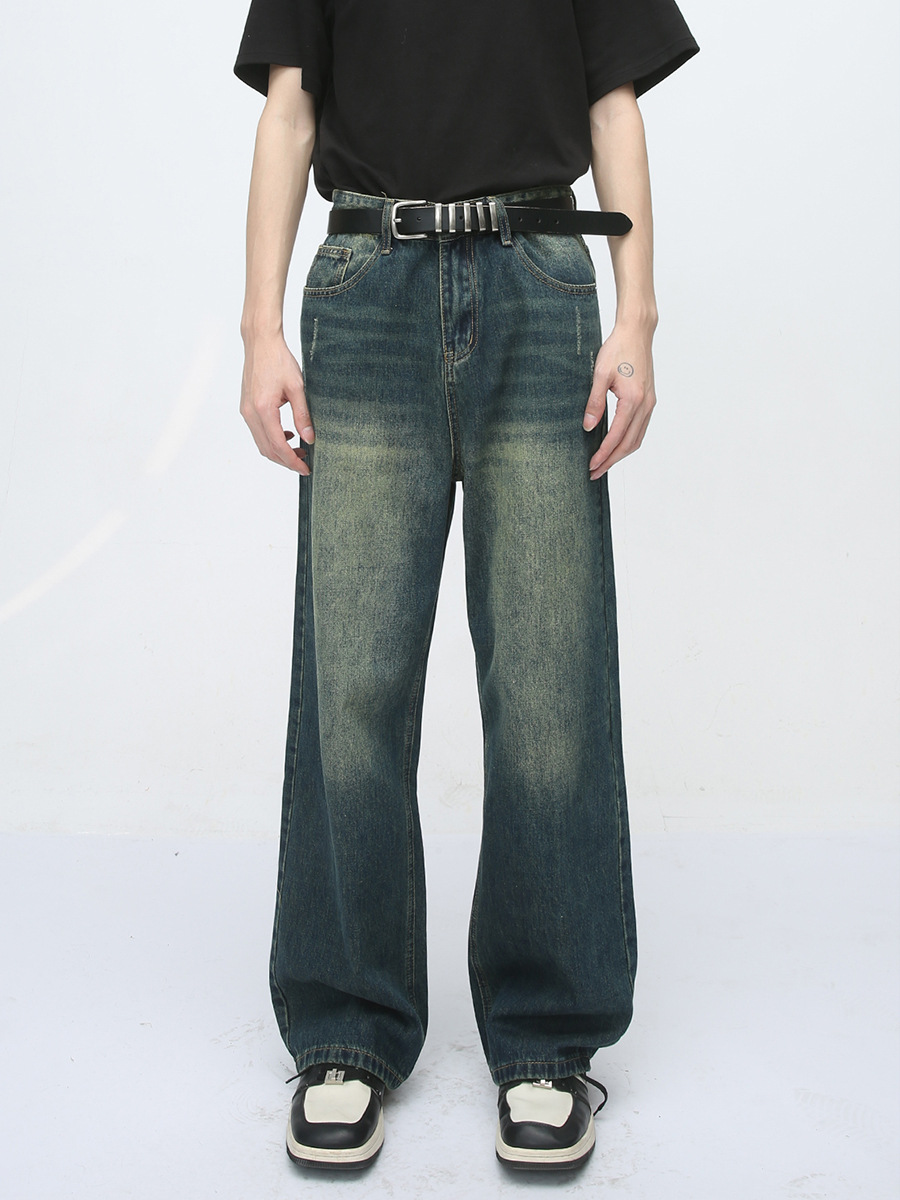 Mtlclothes ropa de Hombre | 2023 nuevo vintage apenado Denim coat moda jeans rectos traje