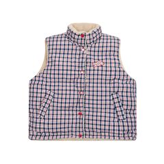 アメリカのレトロな両面に格子の馬甲の綿服を着ています。