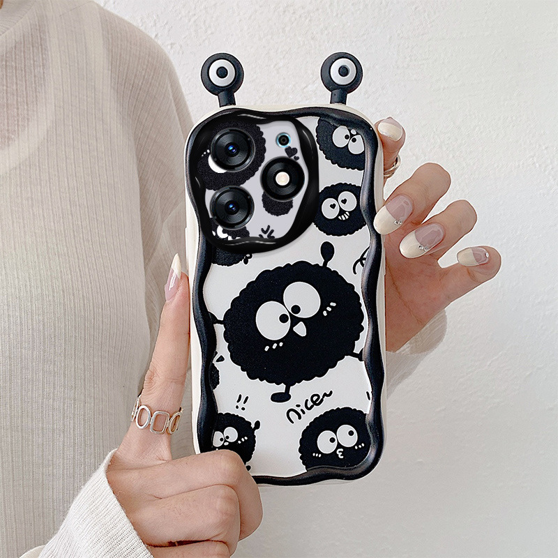 ear cream shell cross-border application Transsion transmission series cream edge mobile phone case black briquettes with bracelet