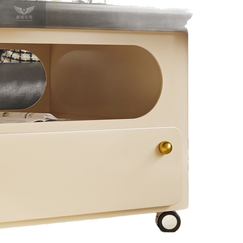 Mesa de centro de estilo crema francesa de madera maciza, sala de estar, hogar, apartamento pequeño, moderno, simple, ligero, de lujo, mesa de té móvil de alta gama