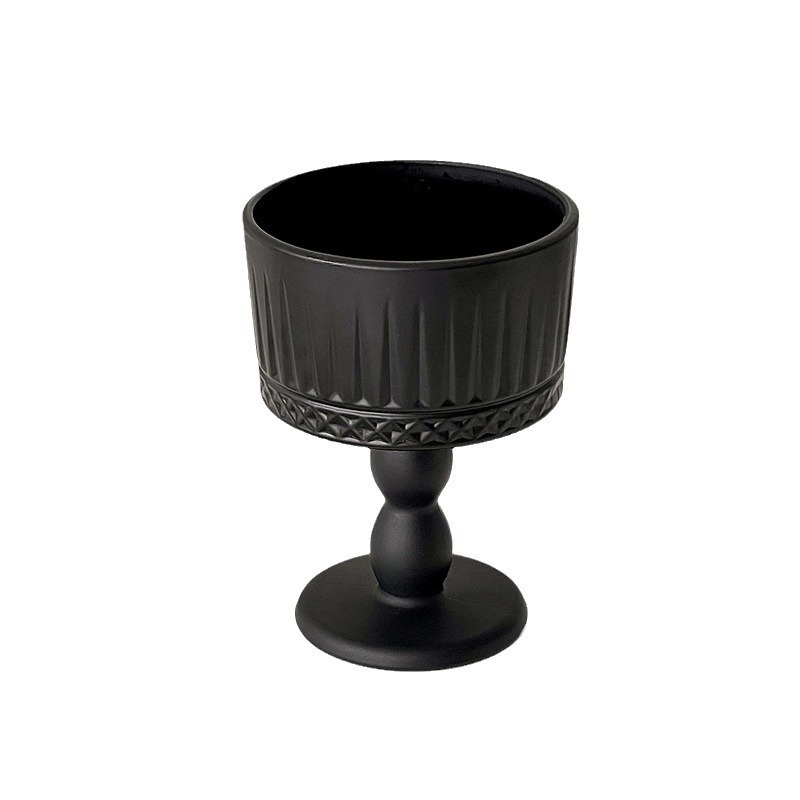 Francés retro negro esmaltado candelabro casero de alto nivel sensación de base de vidrio de incienso atmósfera decoración