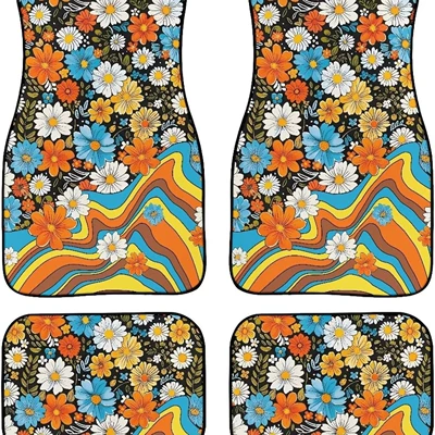 Floral Butterfly Crystal Velvet – Avtomobil döşəmə paspasları - car-floor-mats-42-3344cm-two-piece-set