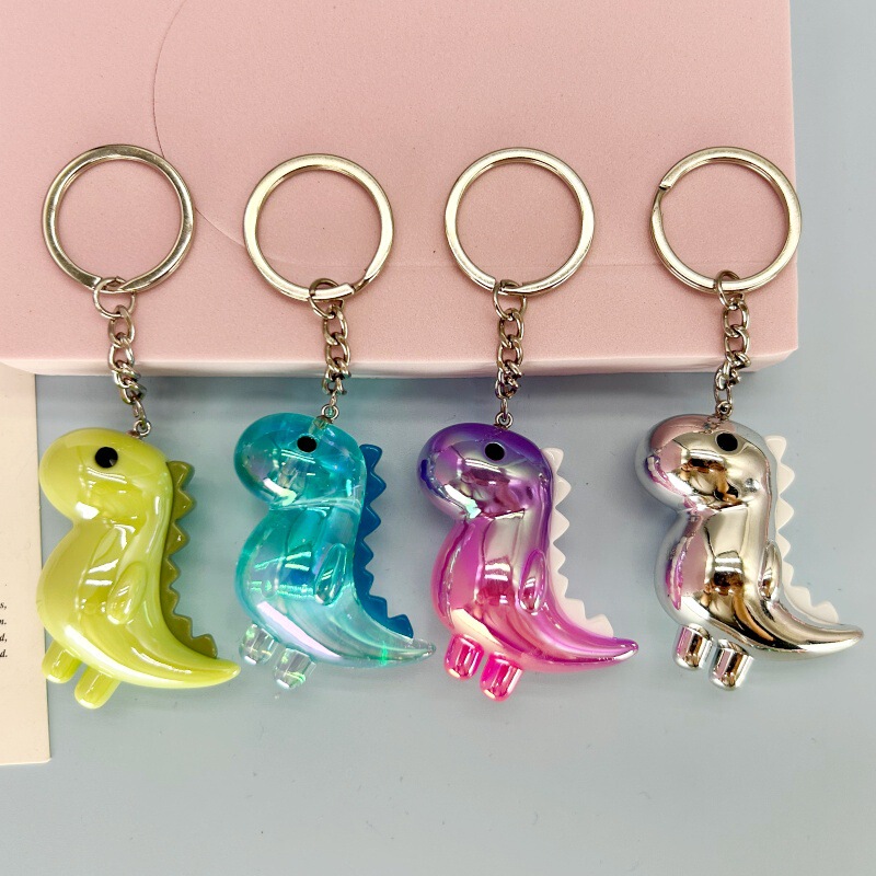 Acrylic Plastic Ab-Coated Spray Gloss Oil Luminous Cartoon Dinosaur Figurine Keychain Pendant Bag Decoration Accessories