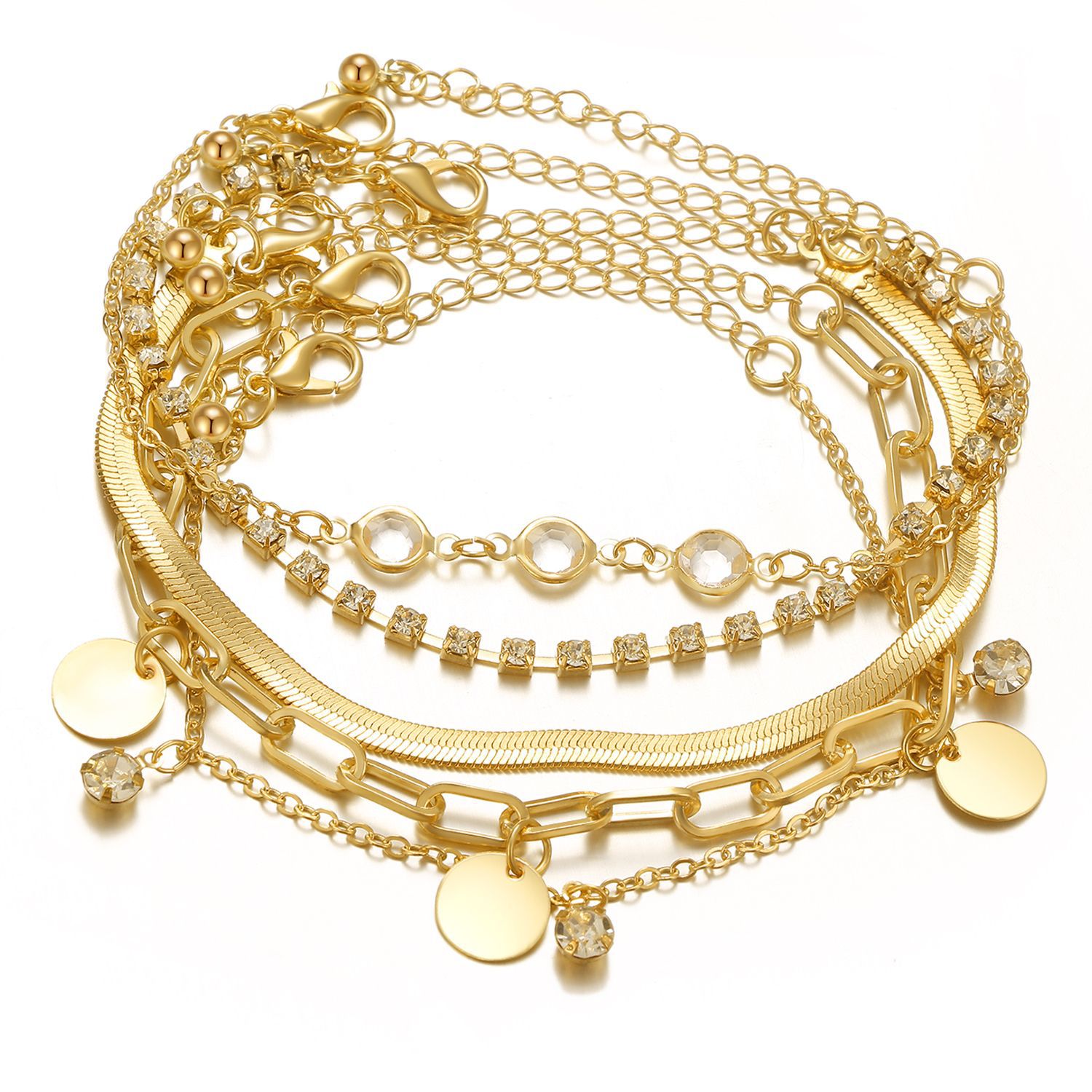 Set bracciali a catena stile serpente multi-strato donna_voghion.com