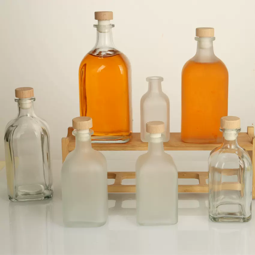 现货批发创意四方果酒瓶密封果汁饮料玻璃瓶冷泡茶瓶杨梅酒水晶