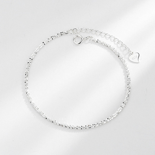 S925 sterling silver sparkling bracelet female flash internet celebrity light luxury geometric word chain cold style stacking bracelet