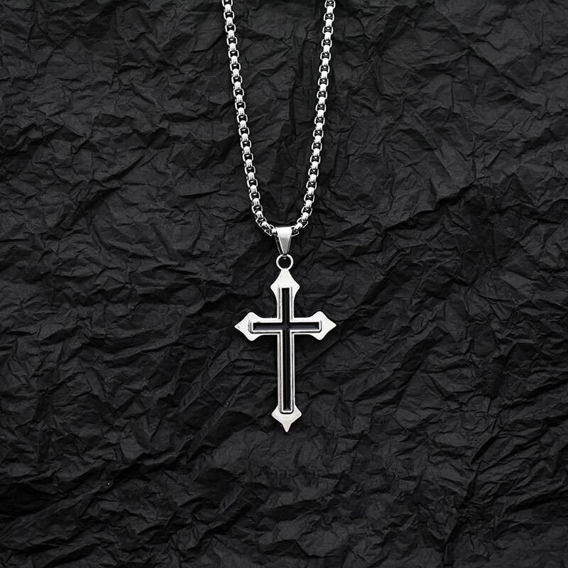 Cross necklace ins couple men and women all-match disco jumping pendant student niche accessories personalized simple necklace Cross necklace ins couple men and women all-match disco jumping pendant student niche accessories personalized simple necklace