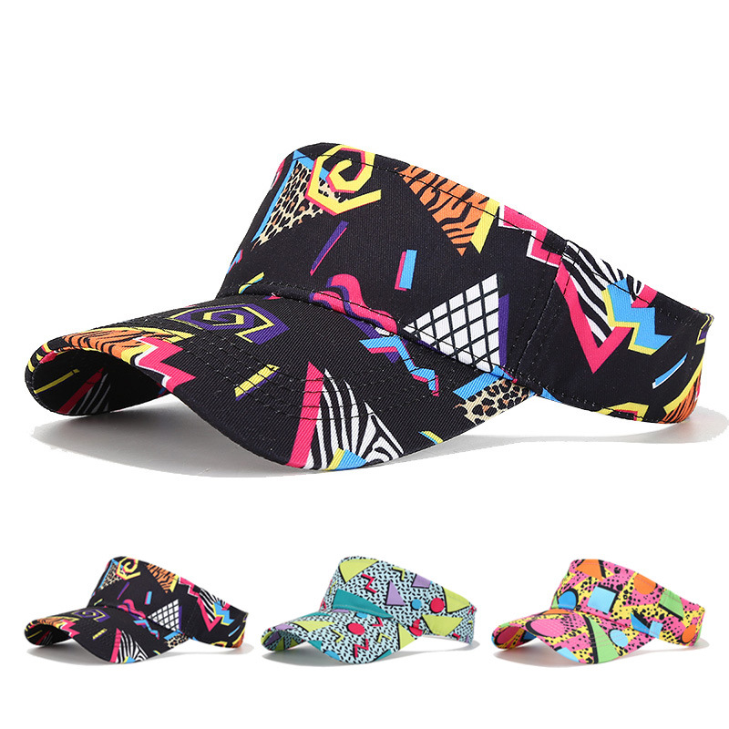 Summer Geometric Print Hat Outdoor Sunshade Protection Baseball Style Unisex Sun Visor Cap_voghion.com