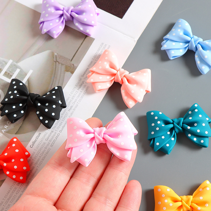 Large Cartoon Polka Dot Resin Bow DIY Cream Glue Mobile Phone Case Hole Shoe Buckle Ice Skate Sticker Hairpin Accessories