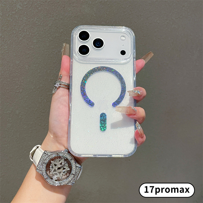 Adatto per telefono colorato magnetico Pro Max trasparente glitter custodia protettiva 17 Pro/17 Air_voghion.com