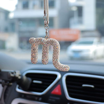 Car hanging, constellation three-color car rearview - ab-color-transparent-white-diamond-scorpion-seat