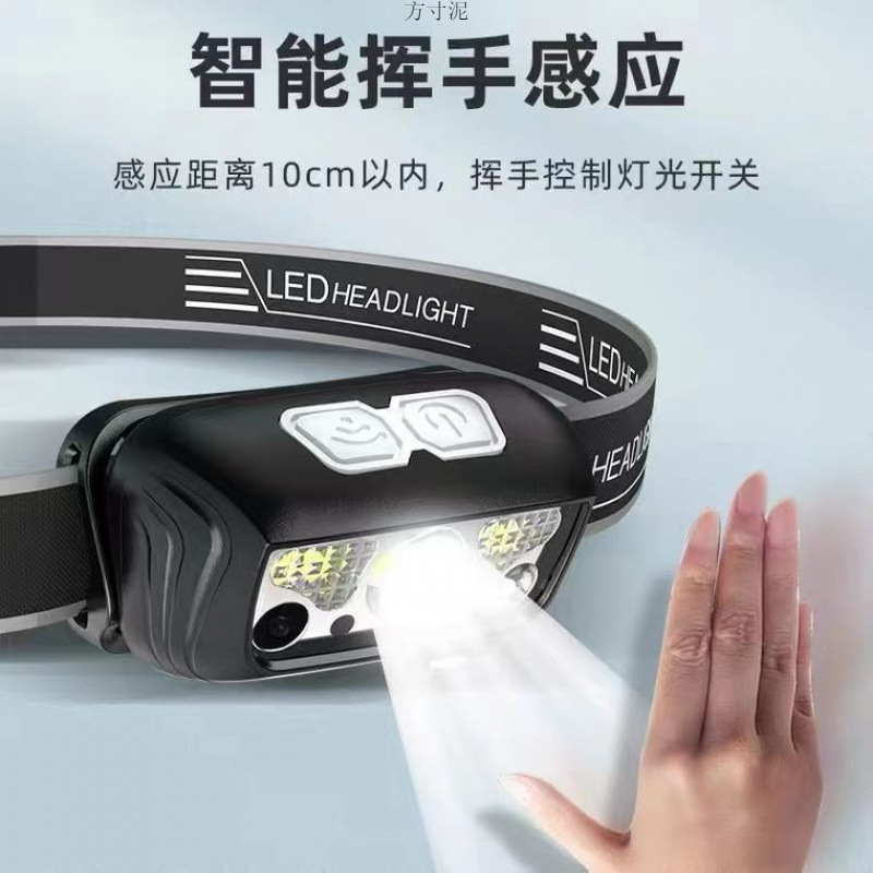 LED感应头灯强光超亮可充电头戴式钓鱼夜钓灯锂电超长续航感应灯