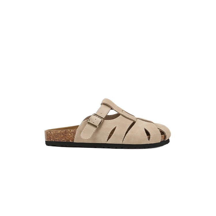 [Sheii Su Yinyin] La doctrina real ~ Moda hueco de suela gruesa Baotou Buckener pantuflas mujeres medio arrastradas para llevar verano