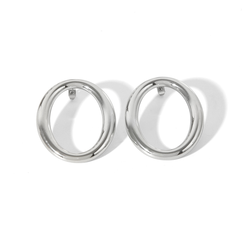 1 Pair IG Style Simple Style O-Shape Plating 316L Stainless Steel  18K Gold Plated Ear Studs display picture 8