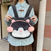 可爱耳机小猫毛茸茸大容量双肩卡通背包2025新款玩偶包包女书包