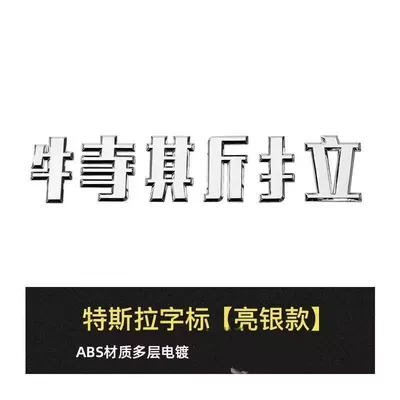 Car logo Syx Front Car Stickers Tesla - dropshipping-free-shipping-17-24-old-model-3y-tesla-chinese-characters-silver