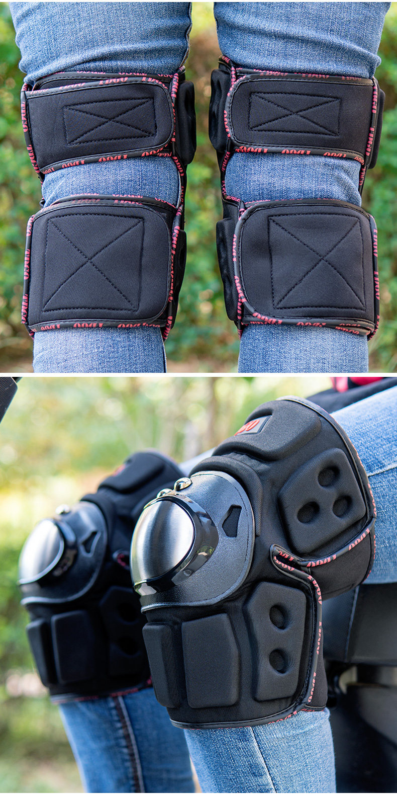 Motorcycle knee pads, specialized protective gear for outdoor riding, suitable for all seasons, windproof leg and elbow protectors, four-piece set for men and women