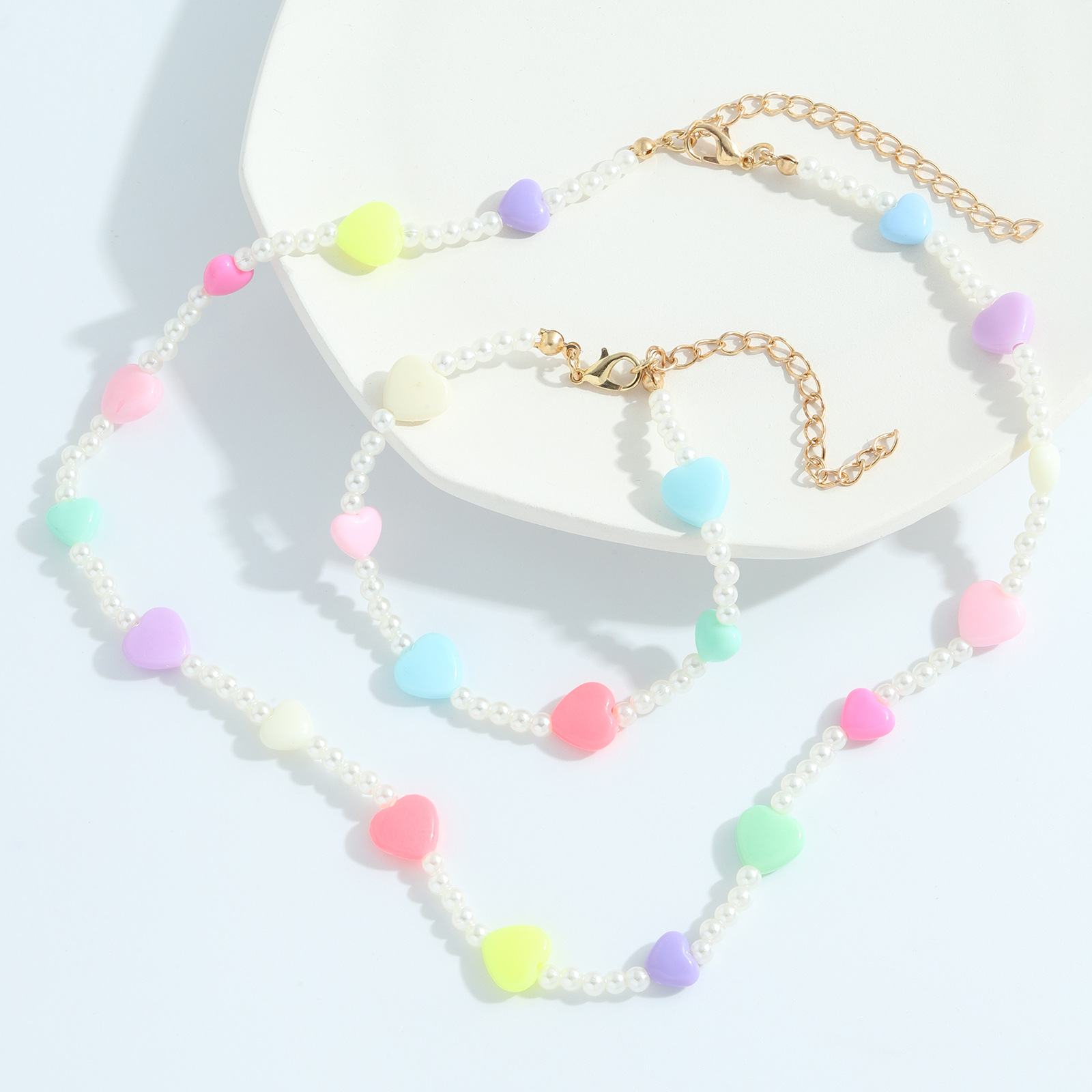 Sommer Mode Liebe Acryl Perlenkette Handgemachtes Zubehr Zubehr Armband Set Frauen Weihnachts geschenk Zubehrpicture3