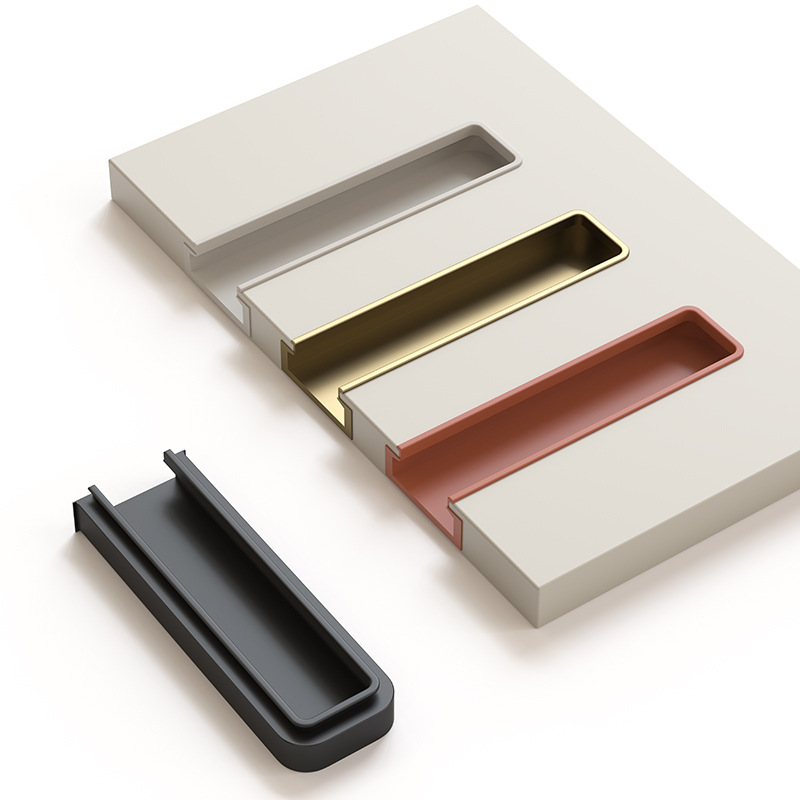 Wardrobe door invisible embedded handle simple cabinet door slotted hidden handle tatami embedded door handle