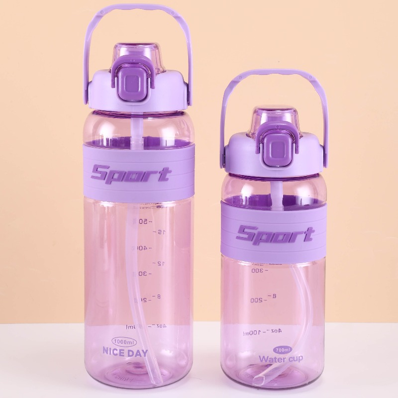Botella deportiva transfronteriza taza de plástico nueva taza deportiva multicapacidad 700ml 1000ml taza de agua con mango image 4