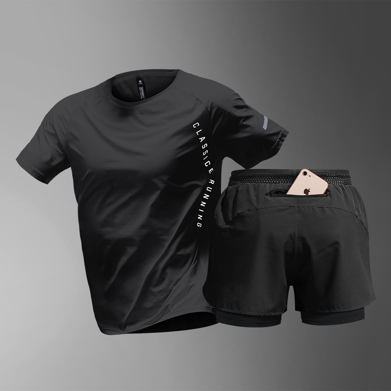 Running sports suit hombre maratón hielo veloz camiseta de verano atletismo ciclismo entrenamiento ropa de fitness