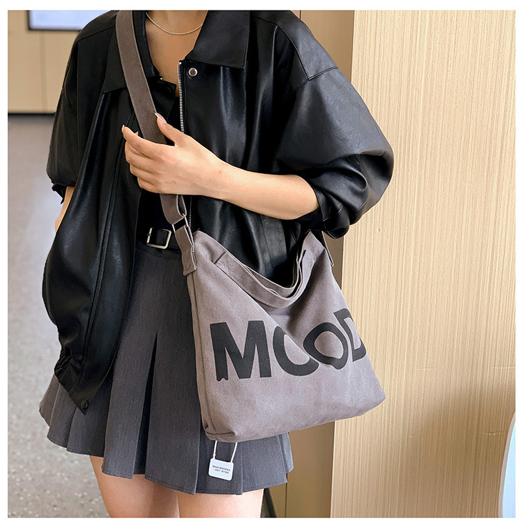 Canvas bag, large-capacity crossbody, ins Korean version student tote bag, single-shoulder girls' tutorial bag, hand-held shopping bag undefined