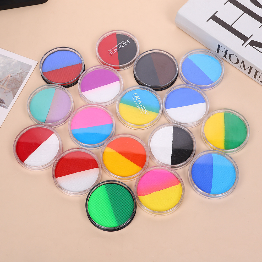 30g de gran capacidad doble color pigmento de pintura corporal soluble en agua para niños pintura facial maquillaje festivo
