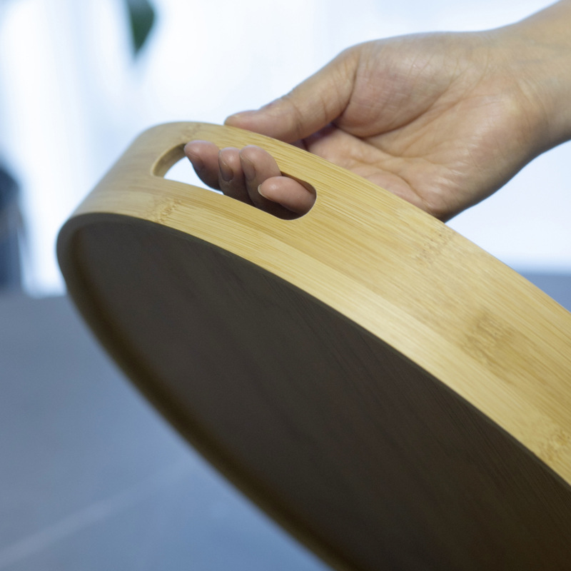 Bandeja de té portátil, taza de té doméstica, juego de té, taza de agua, bandeja de té de madera de bambú japonés, bandeja de té redonda