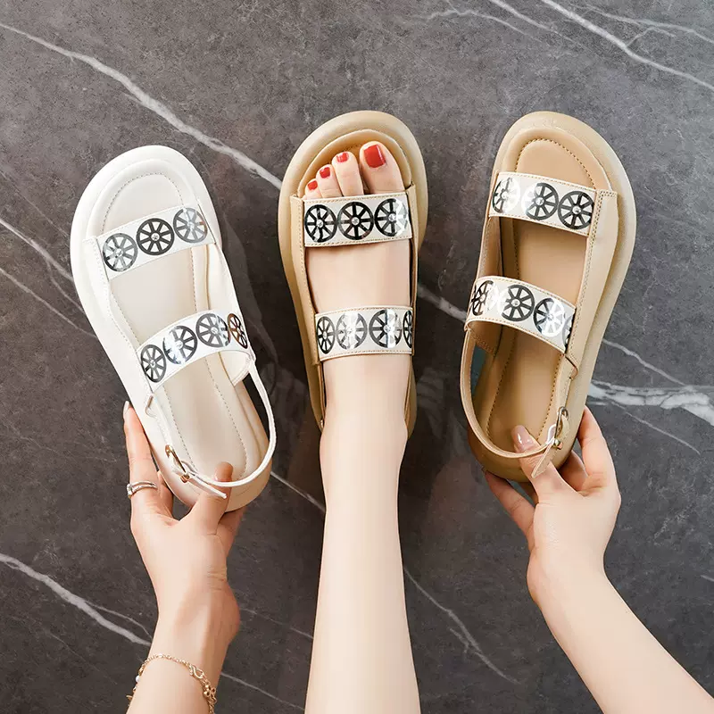 2025新款小香风凉鞋女仙女风真皮魔术贴夏新款百搭平底女鞋ins潮~