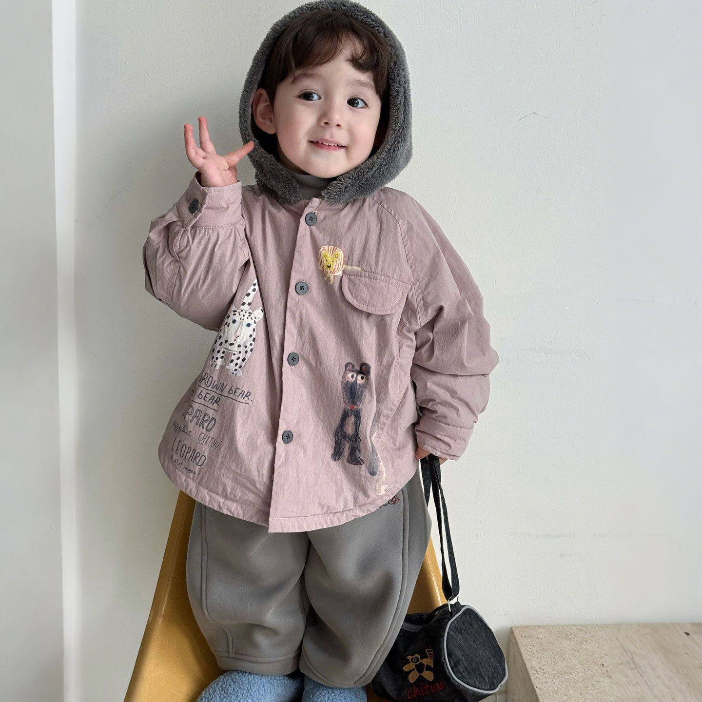 Boys' Outwears, Kidsren's Autumn and Winter Clothes, 2025 New Quilted Thickeneded Warm Hooded Tops, Baby Girl's Internet Celebrity Clothes