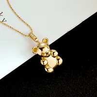 Чистый 14K золотой кулон Мода тяжелая промышленность простое золото мультфильм Медведь кукла милое ожерелье золотые украшения 12313