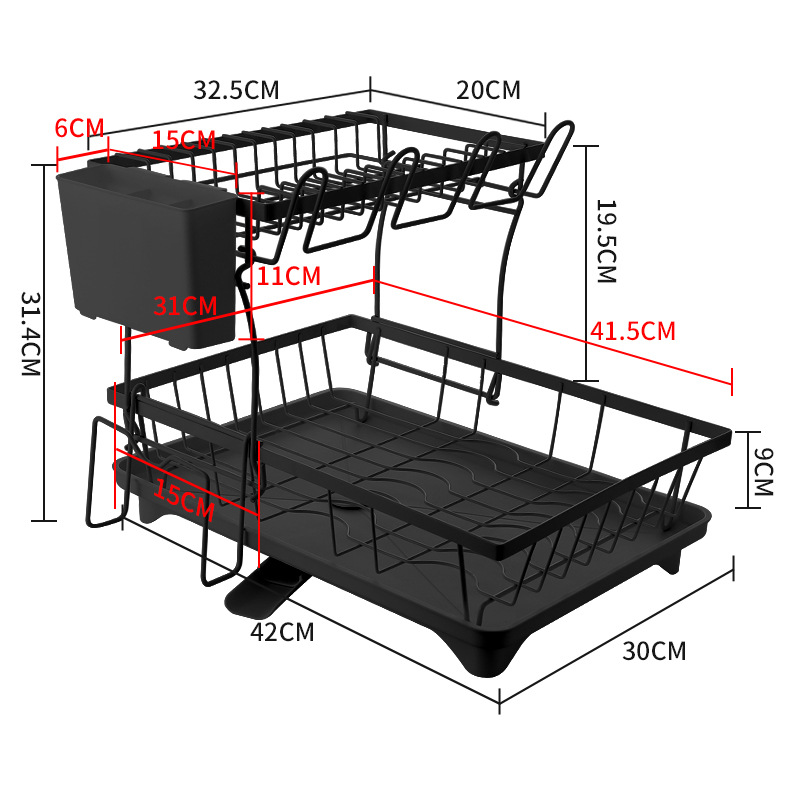 Fregadero de cocina Mesa tazón de drenaje estante cesta de drenaje estante de almacenamiento de plato tazón de drenaje y palillos Almacenamiento de almacenamiento en rack