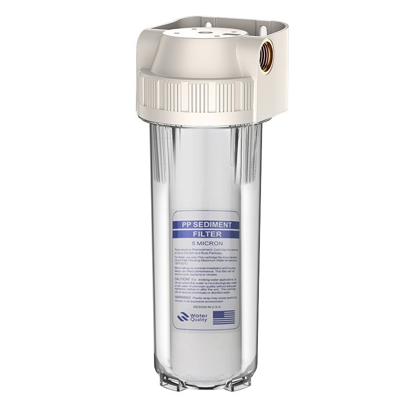 2 puntos 3 puntos de conexión rápida de ajuste de sabor montado en la parte trasera purificador de agua 4 puntos puerto de cobre tubo purificador de agua filtro frontal transparente